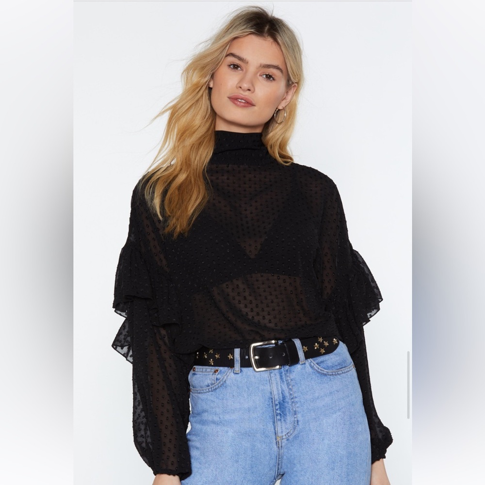 Nasty Gal - 	High Neck on Love Ruffle Blouse